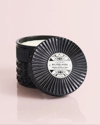 Smoked Clove & Tabac Black Onyx Gilded Faceted Jar Candle