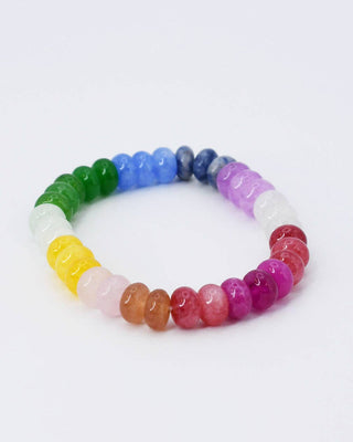 Multicolored beaded bracelet on a white background