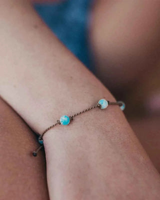 Larimar Rondelle Stone Rope Bracelet
