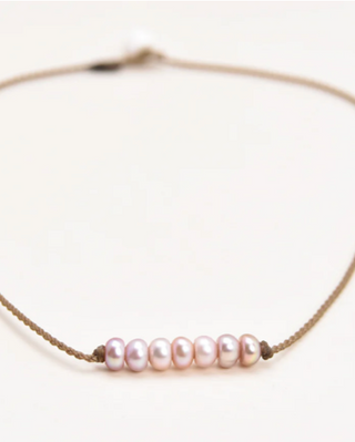 blush pearls on rope necklace