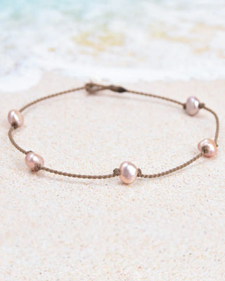 Tula Blue Anklet in Medium Blush Pearl