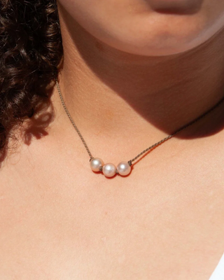 Blush Pearl Triples Necklace