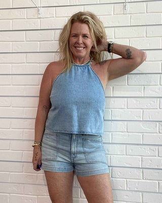 Tulip Halter Top in Coastal Haze