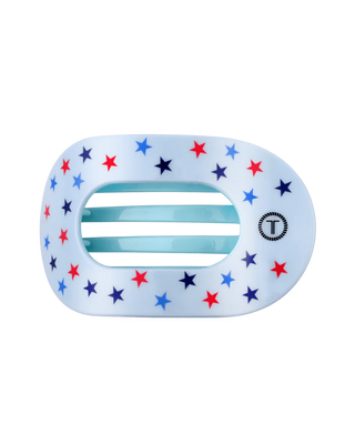 Rectangular object with star pattern and striped design on a white background