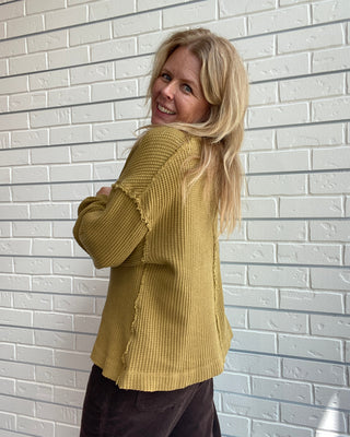 oversized mustard thermal top