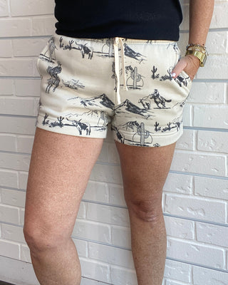 Western Printed Sweat Shorts