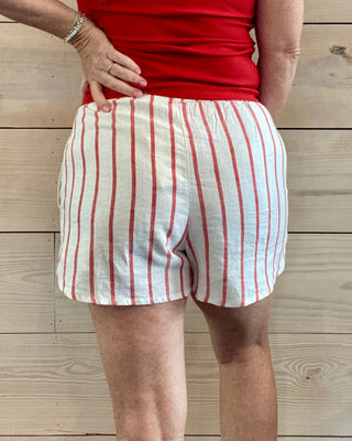 Cabana Red Linen Shorts