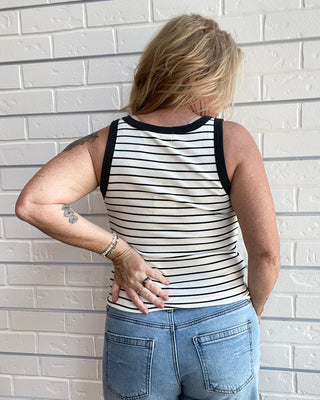 Striped Ribbed Scoop Neck Tank Top
