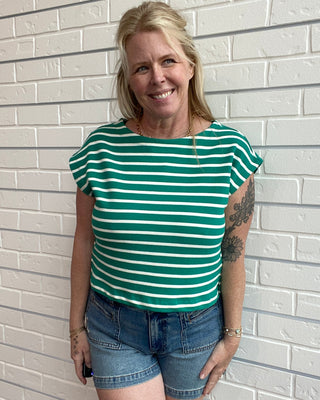 green striped short sleeve tee