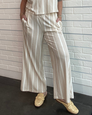 lightweight drape wide leg striped pant