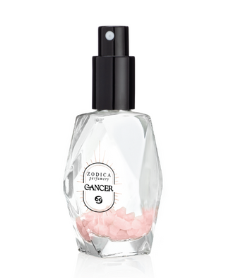 Perfume bottle labeled  'Cancer' by Zodica on a white background