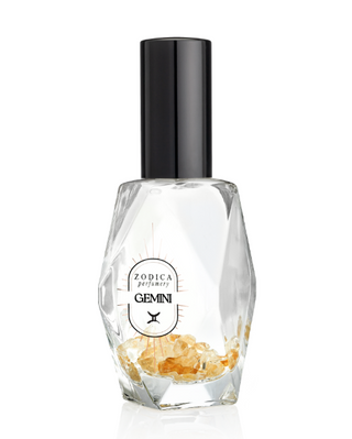 Perfume bottle labeled 'Zodica Perfumery Gemini' on a white background