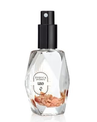 Perfume bottle labeled 'Leo' by Zodica on a white background