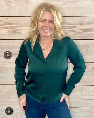 Ana Green Satin Top | Ellipsis Boutique Ana Green Satin Top | Ellipsis Boutique
