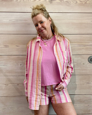 Saturdays Striped Gauze Shirt