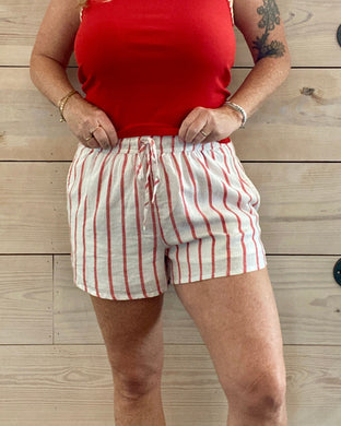 Cabana Red Linen Shorts
