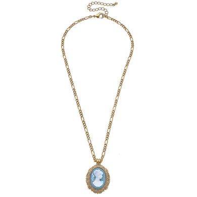 Preston Cameo Pendant Necklace in Wedgwood Blue