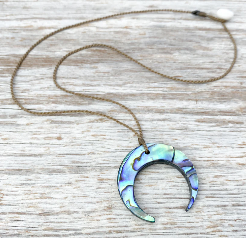 Tula Blue Abalone Crescent Necklace