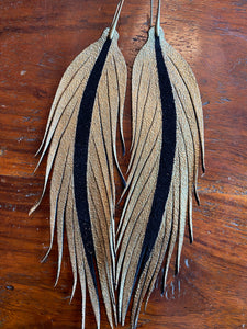 Long Feather Earrings in Gold