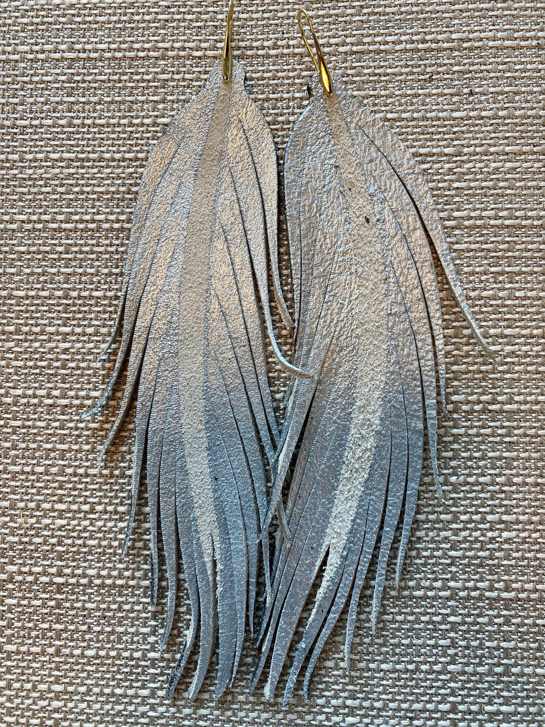 Long Silver Feather Earrings