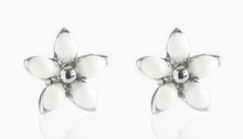 Load image into Gallery viewer, White Enamel Flower Studs