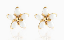 Load image into Gallery viewer, White Enamel Flower Studs