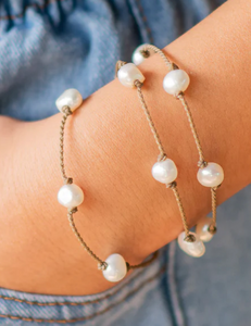 White Pearl Baroque Wrap Bracelet