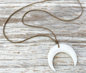 White Full Crescent Necklace