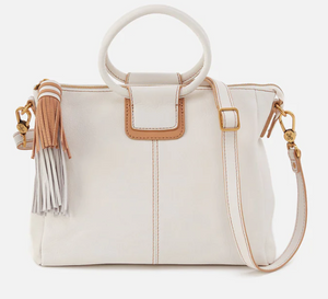 Sheila Medium Satchel in White Pebbled Leather