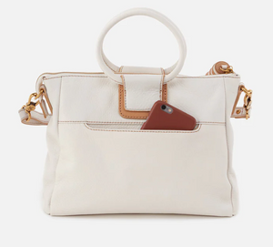 Sheila Medium Satchel in White Pebbled Leather