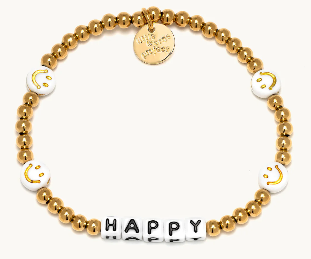 Happy Gold Little Words Project Bracelet