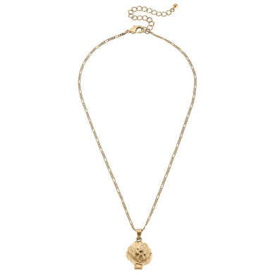 Artichoke Charm Necklace in Worn Gold